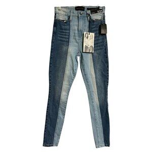 Kendall + Kylie Womens Ultra Babe Skinny Two Tone Denim Jeans Size 0/24